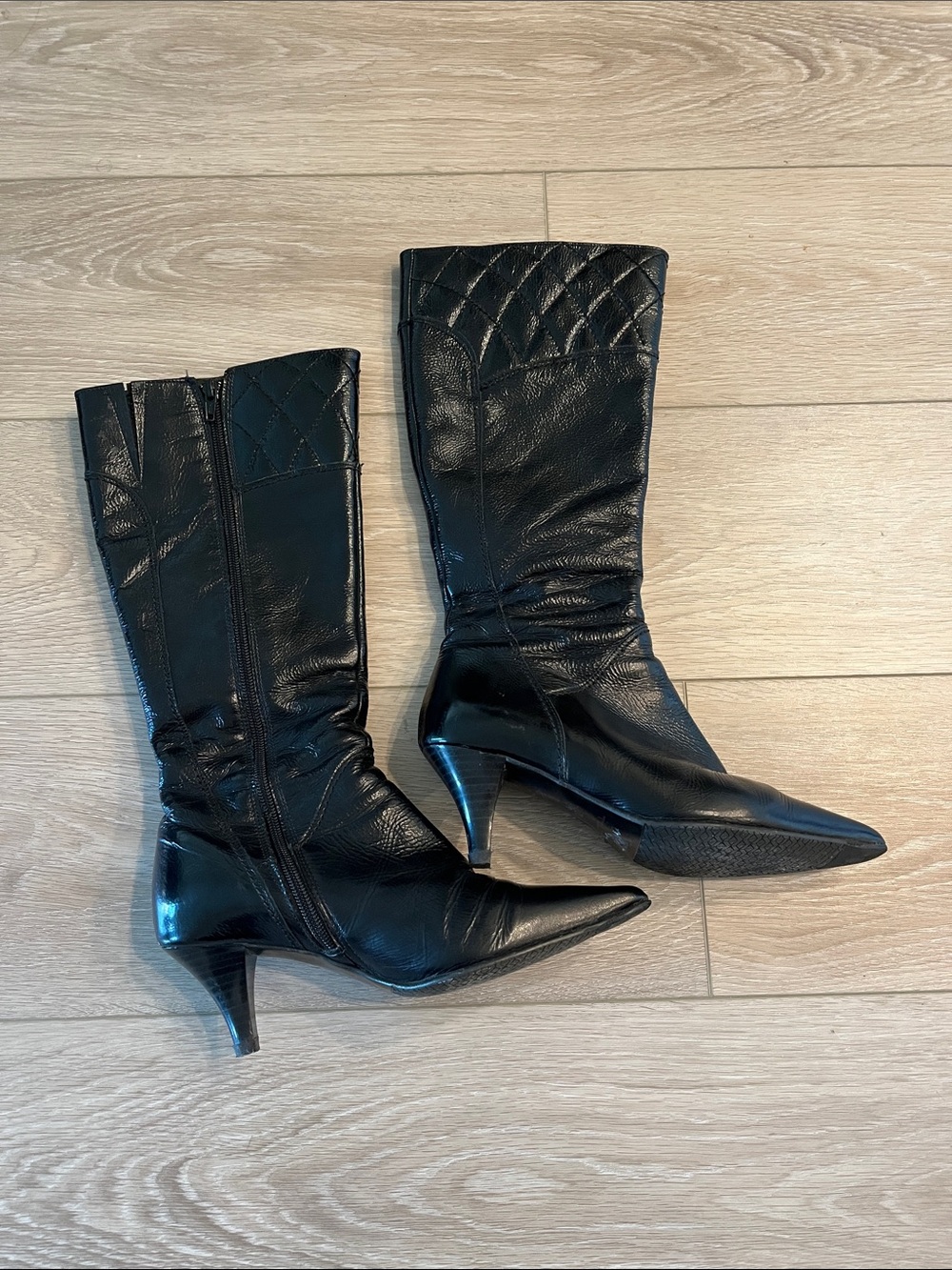 Vintage patent leather high heel boots